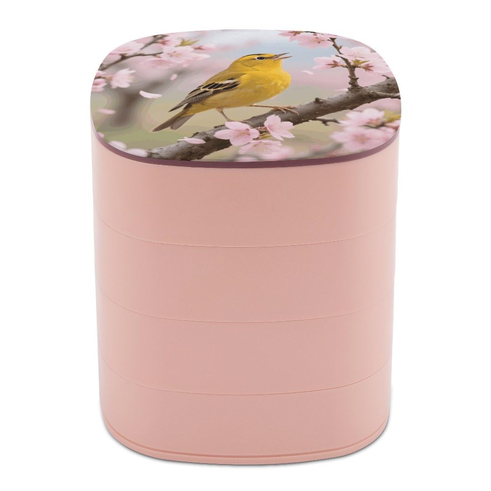VstaDank Rustic Birds Jewelry Box with Mirror 4-Layer Rotating Jewelry Tray Case Portable Jewelry Case Trinket Boxes Trinket Cases Travel Jewelry Organizer Earrings Storage Box