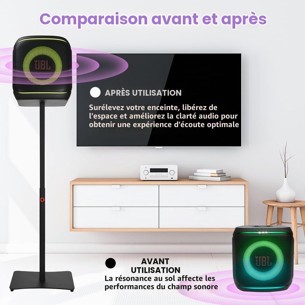 Support Sol Robuste, Pied Réglable pour eEnceinte Portable