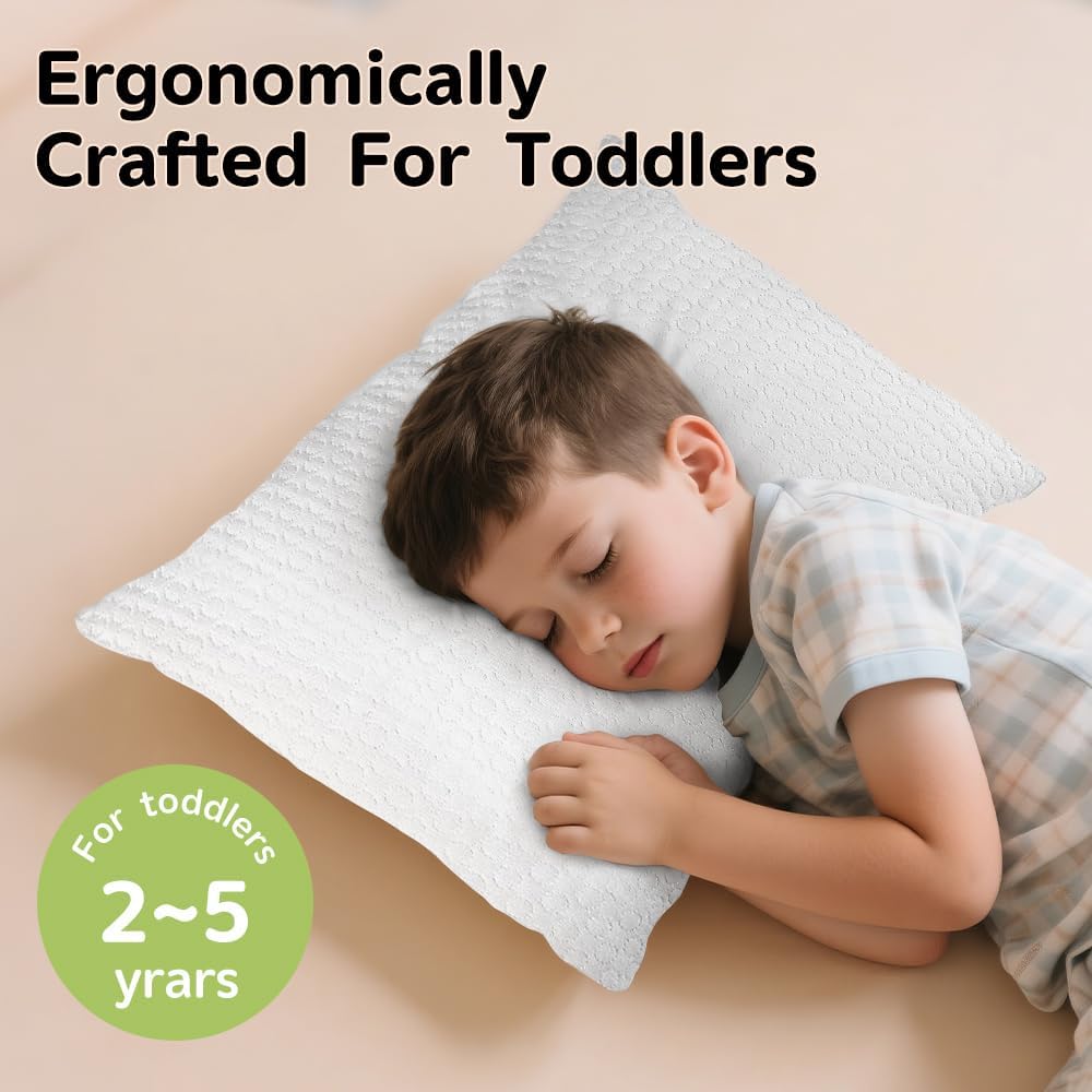 Toddler Pillow for 2-5 Year Olds,Organic Cotton Toddler Crib Pillow with Washable Cover,13x18 Inch White Pillow for Toddler Bed - Image 4