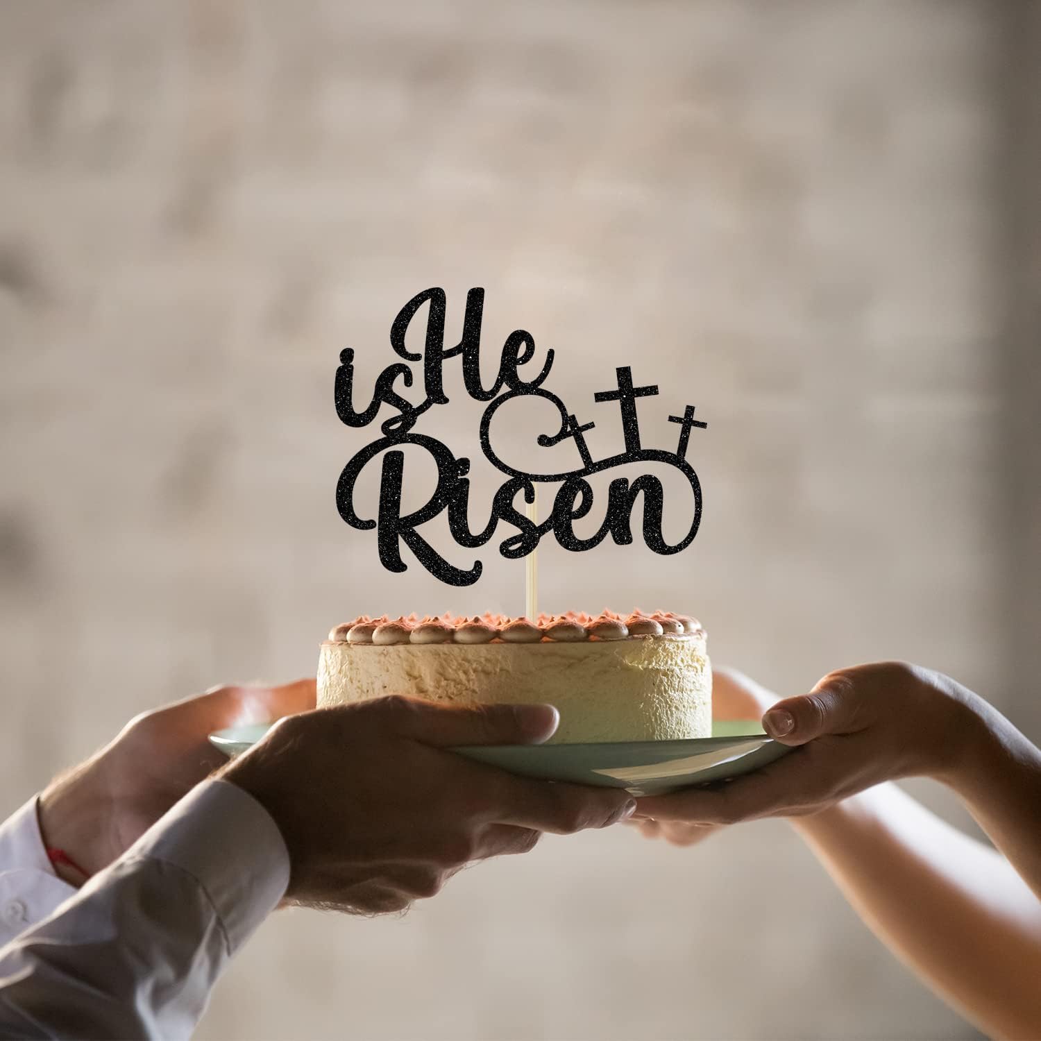 He is Risen Cake Topper, Easter Party Supplies, Jesus Easter Cake Topper, Religious Holiday Decor, Spring Jesus Party Decorations Black Glitter