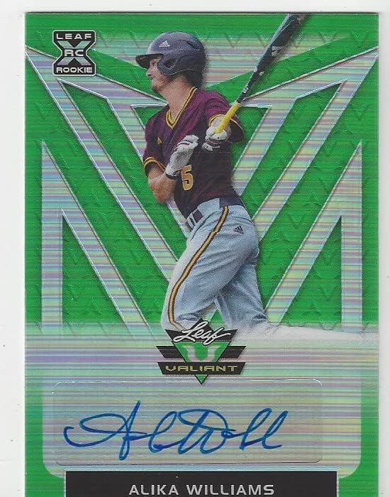 Alika Williams Autographed & Serial Numbered #73/99 Green Parallel Leaf X Rookie Card Collectible Baseball Card - 2020 Leaf Valiant Baseball Card #BA-AW1 (Rays) Free Shipping