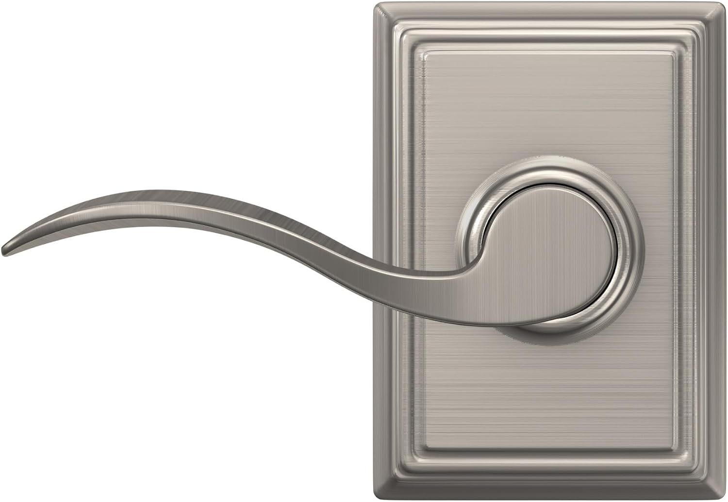 Schlage F10 ACC 619 ADD Accent Door Lever with Addison Trim, Hall & Closet Passage Lock, Satin Nickel