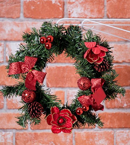 Clever Creations 12 Inch Artificial Christmas Wreath For Front Door Decor, Indoor And Outdoor Holiday Hanging Decoration, Red And Gold Bows #TOP3