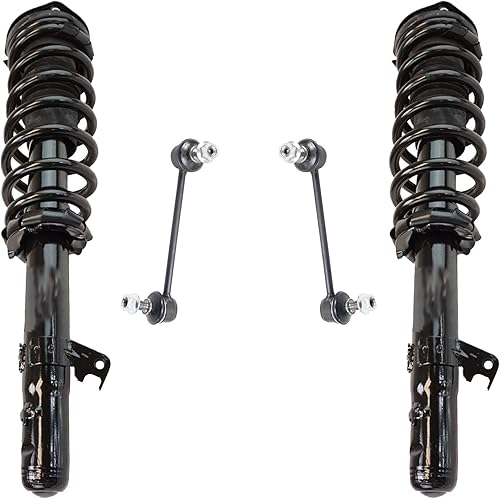 Miniatura 14 de TRQ Kit de suspensión delantera, conjunto de amortiguadores y resortes, barra estabilizadora, enlace estabilizador compatible con Chevrolet