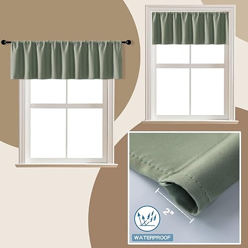 Miniatura 5 de XTMYI Cenefas de cortinas de cocina para ventanas, cenefa bohemia de primavera verde salvia para sala de estar, dormitorio, baño, juego de 2