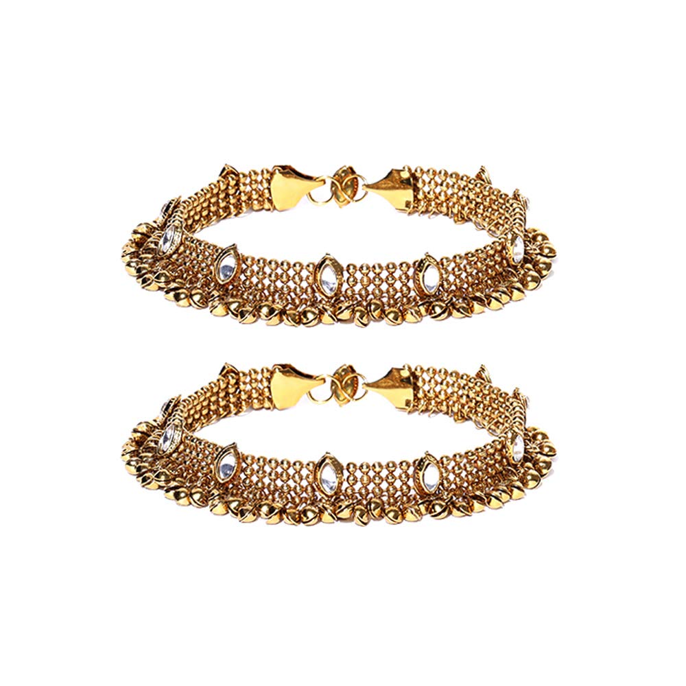 Fashion Jewellery Traditional Gold Plated Stylish Anklets for Women and Girls
