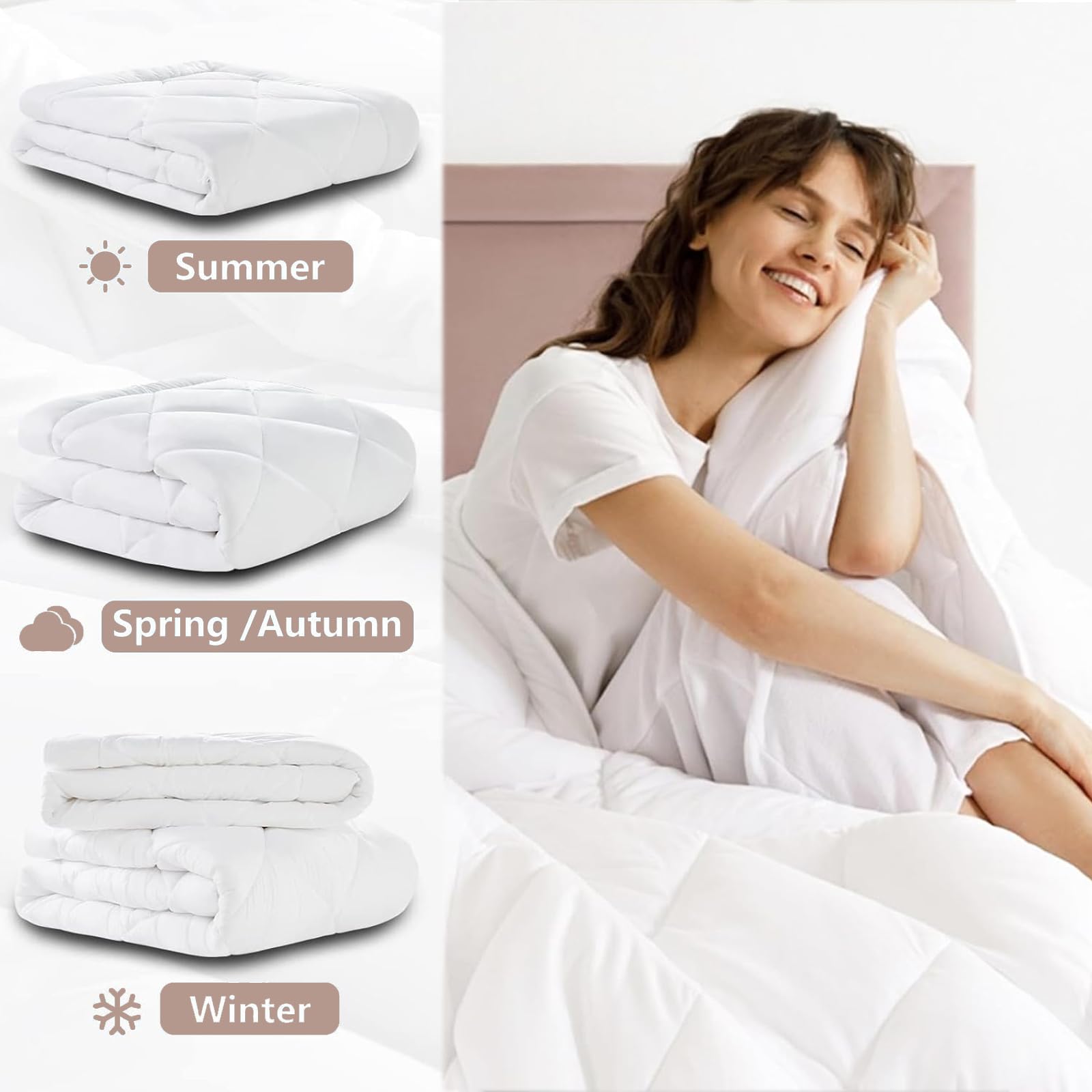 Edredón Relleno Nórdico 4 Estaciones Cama 135 (220x220cm) - 2 en 1 (125 gr/m2 + 250 gr/m2) - Edredón para Invierno, Verano, Primavera y Otoño, Nórdico de Fibra Suave, Transpirable y Antiácaros