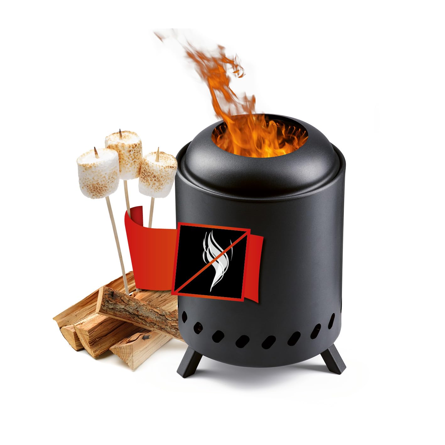 LANDMANN Braciere senza fumo, per esterni, per giardino, terrazza e campeggio, piccolo e rotondo con diametro di 18 cm, combustione del legno a basso contenuto di fumo, efficiente rigestione dell'aria