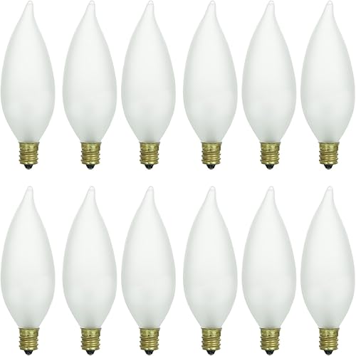 Sunlite Lámpara incandescente de 25 vatios con punta de llama de 178 lúmenes, 12 unidades