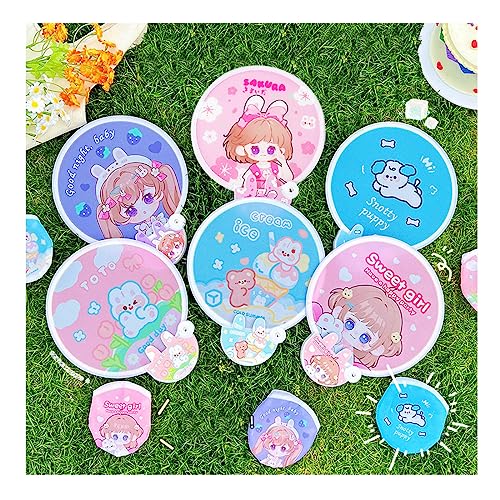 Shamoparty 6 Stk Japanisches Stil Faltbarer Fächer Runde Faltbarer Handfächer Sommer Festival Handheld Runde Faltfächer Tragbarer Schöner Runde Fächer für Familienleben Dekoration Kinder Spielzeug