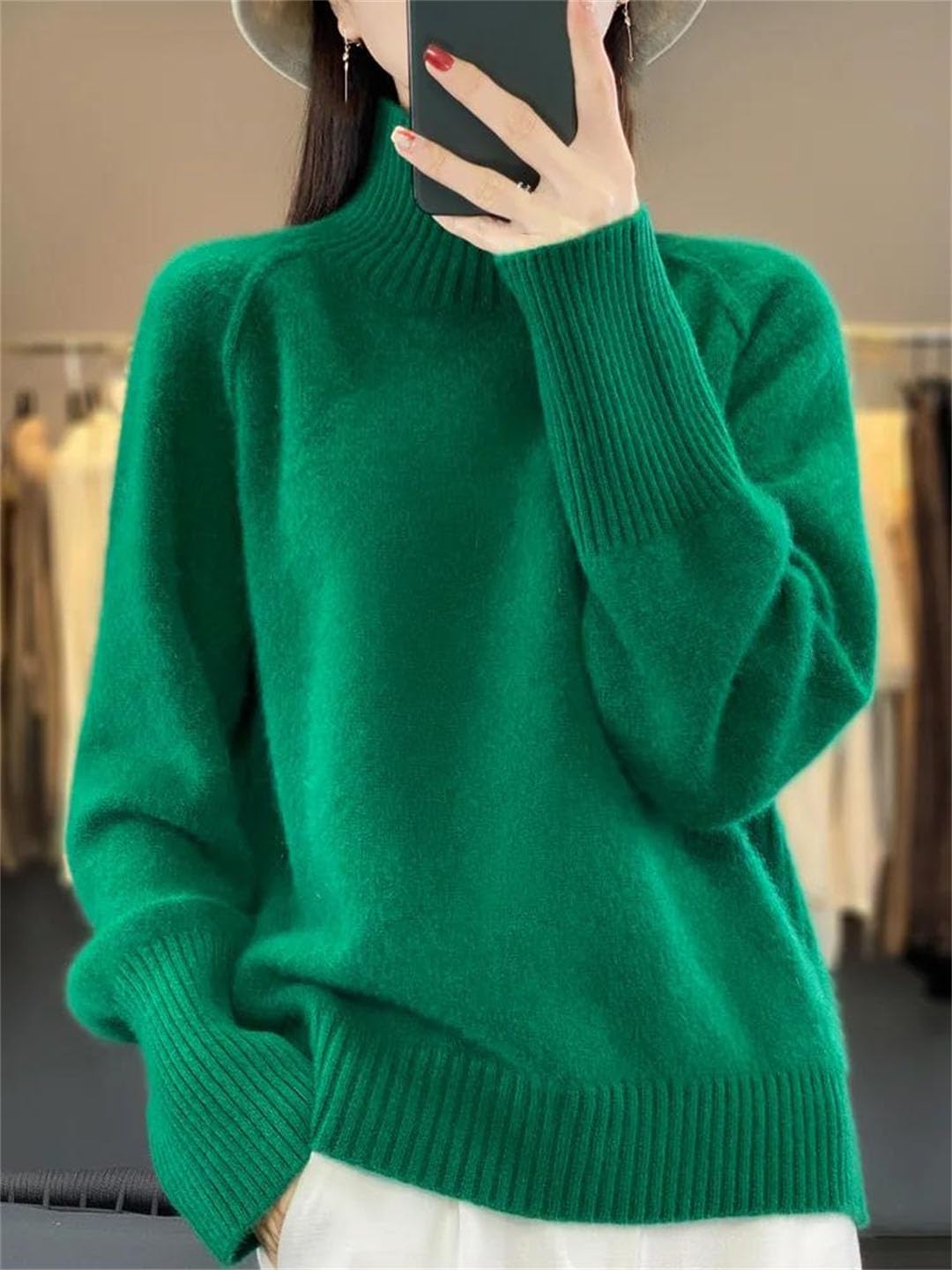Maglione a collo alto da donna Inverno Basic Pullover in Lana Merino Maniche Lunghe Cashmere Maglione Lavorato a Maglia Abbigliamento Femminile
