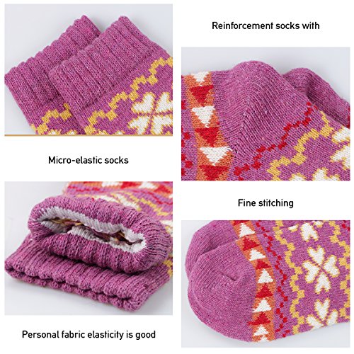 Image of Winter Women Socks 5 Pairs Vintage Wool Casual Thermal Crew Socks