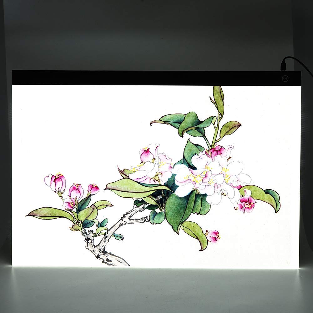 A2 Tablette Lumineuse Ultra-Mince Portable, Planche à Dessin LED USB, pour Artisanat Tatouage Aquarelle Copie Courtepointe Traçage Peinture X-Ray
