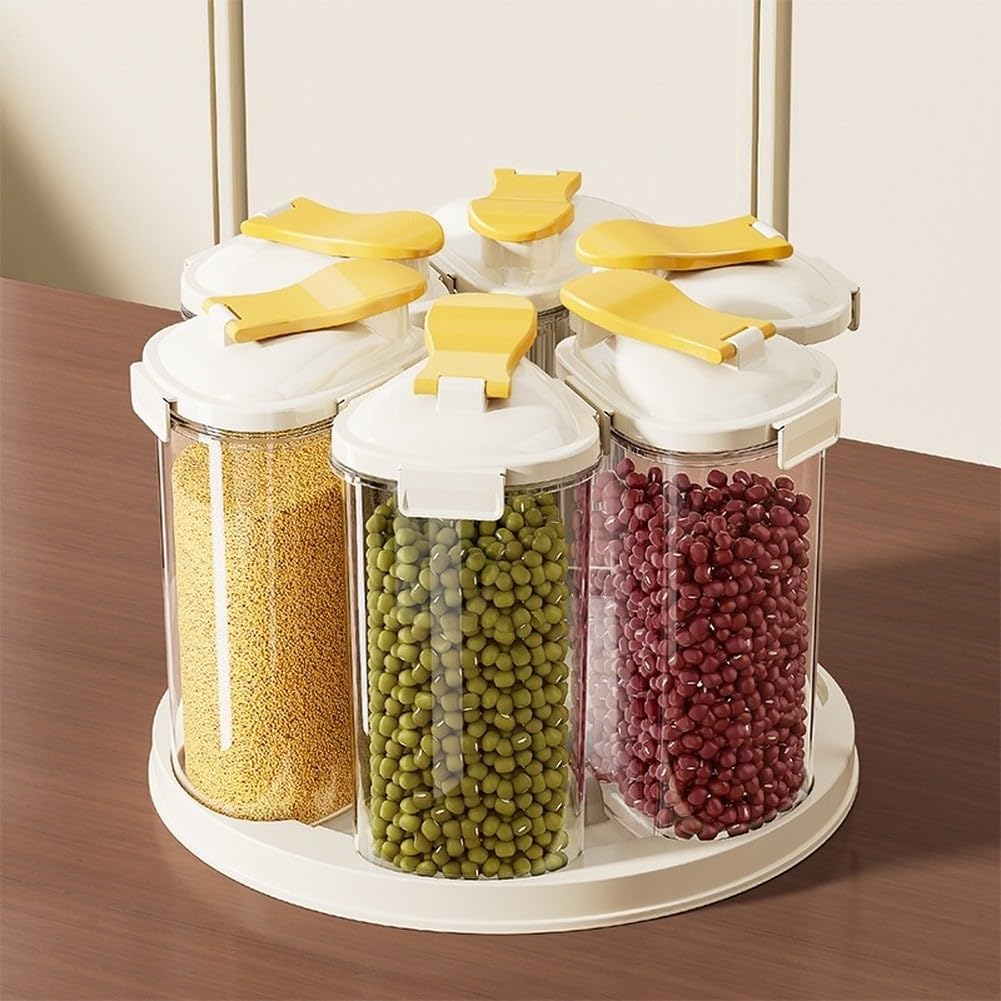 Organizador Giratorio 6 Piezas Plástico Sin BPA Hermético(Yellow)