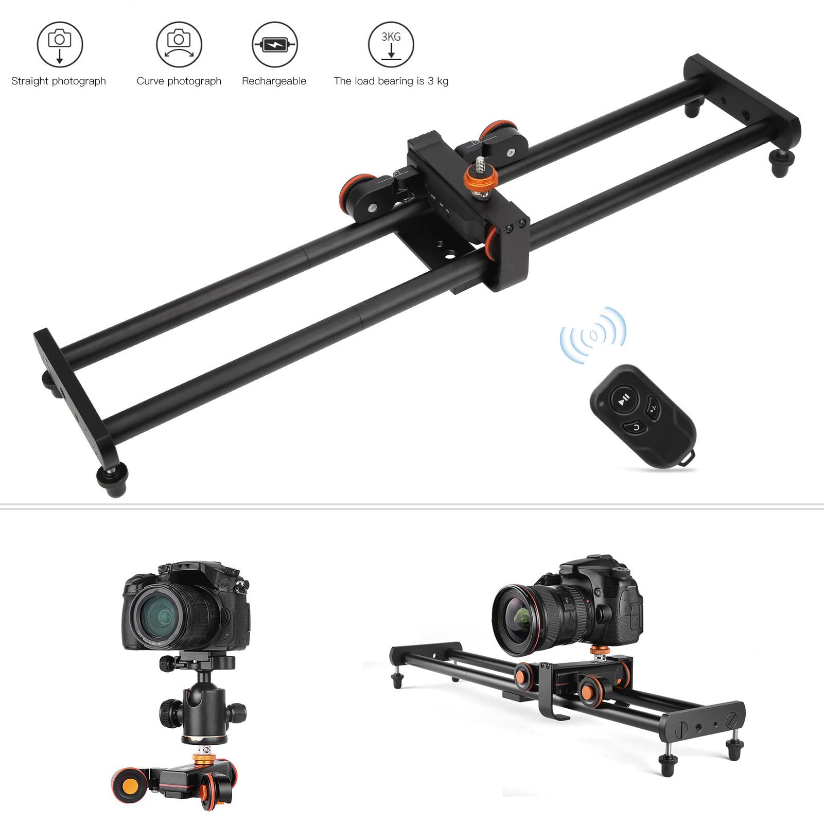 Mini Skater Motorisé Caméra, Électrique Motorisé Dolly Car Camera Slider Dolly Car 60 Cm/24 in pour Caméscope Stabili pour Vidéo Film Photographie pour Appareil Photo