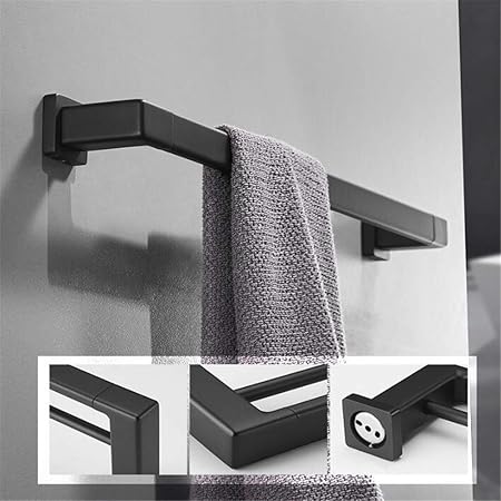 YXZQ Toallero Negro de una Sola Barra Espesar el Espacio ...