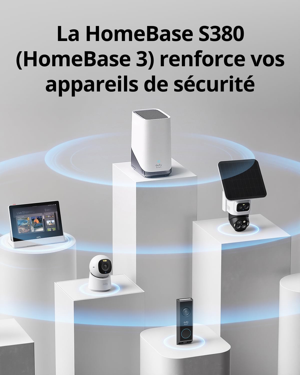 eufy HomeBase S380, Centre de sécurité eufy Edge | Stockage local extensible jusqu’à 16 To, compatible avec les produits eufy, chiffrement avancé, Wi-Fi 2,4 GHz, sans frais
