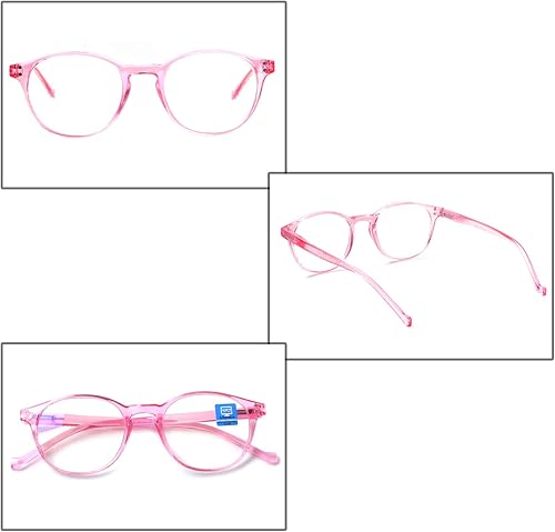 Miniatura 4 de VIDEBLA Paquete de 5 lentes de lectura con bloqueo de luz azul, lectores de computadora redondos de moda para mujeres y hombres, lente transparente