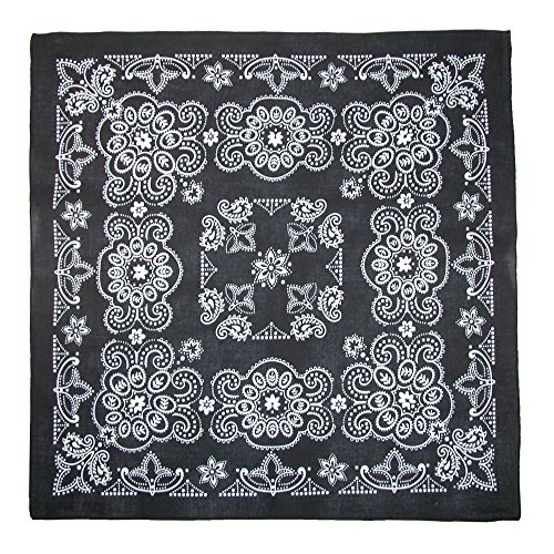 CTM 27 Inch Extra Large Cotton Texas Paisley Bandana, Black
