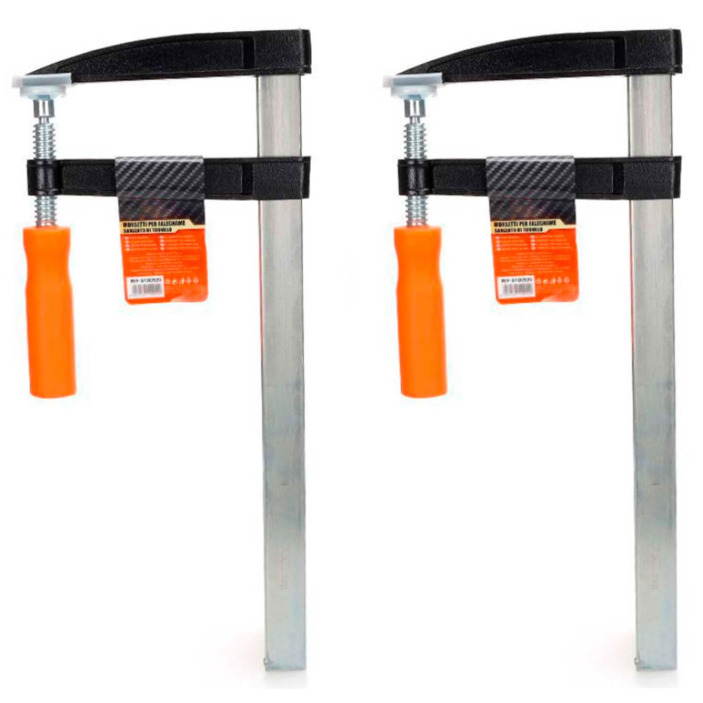 Tradineur Pack of 2 Screw Clamps Bar Clamp Steel Plastic Strong Clamping Force Woodworking Tool Wood Fixing Boards 120 x 300 mm