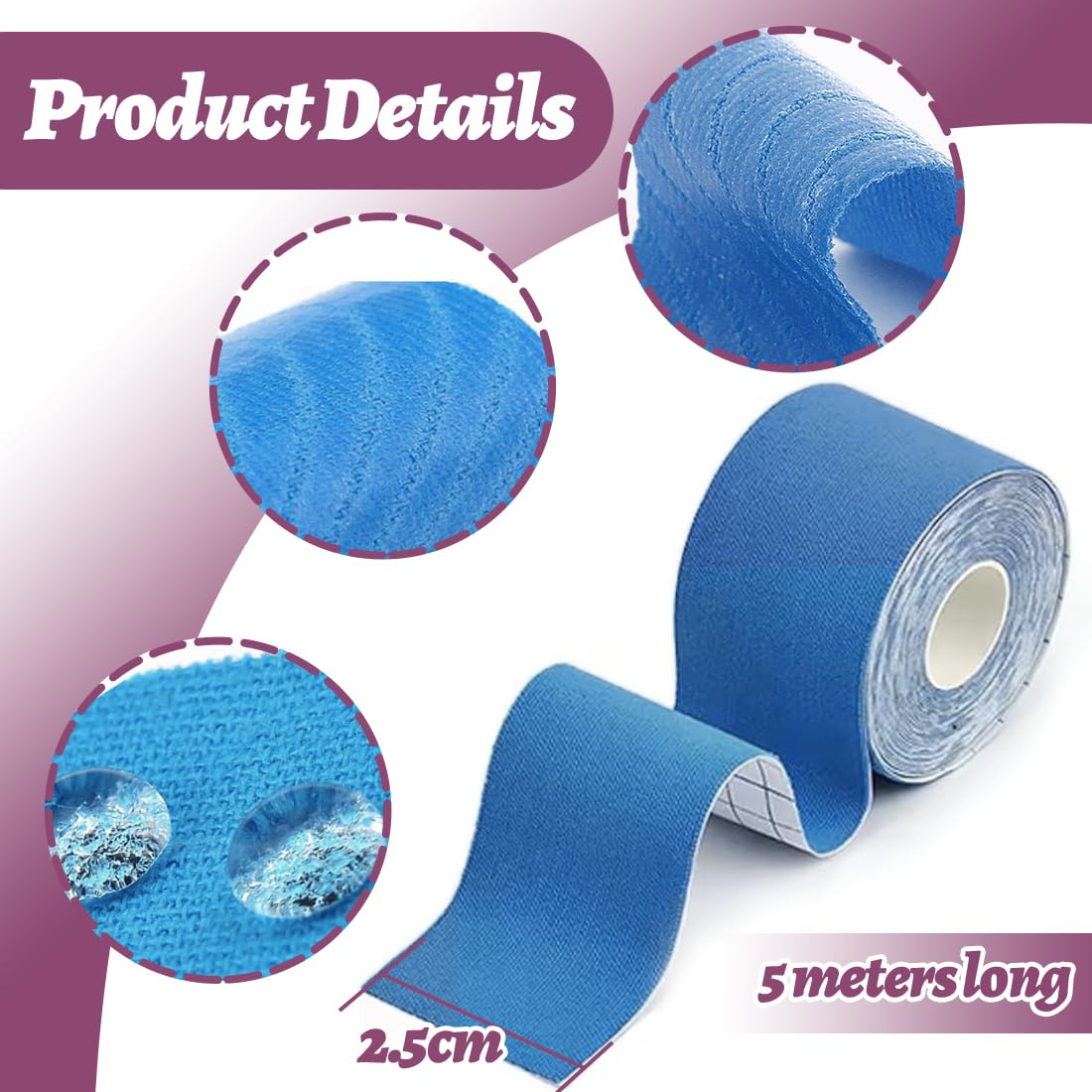2 Piezas Cinta Lifting Facial Parches Antiarrugas Lifting Para Tonificar, Reafirmar Y Tensar La Piel Venda Piel Sensible (2.5Cm X 5M) (Rosa Y Azul Claro)
