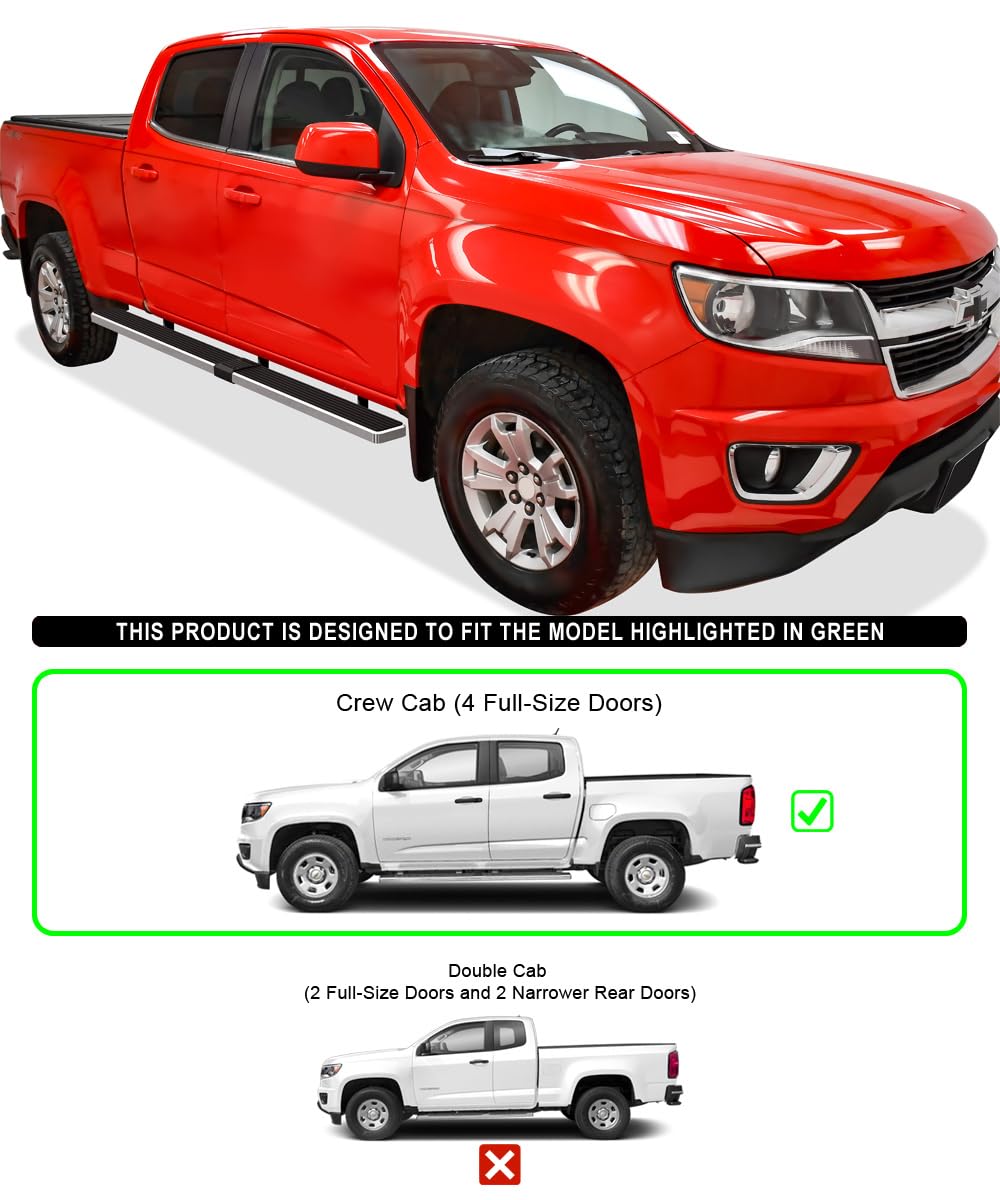 APS (Polished 304 Stainless Steel 6in Wheel to Wheel Running Boards Nerf Bars Compatible with Chevy Colorado GMC Canyon 2015-2025 Crew Cab 6ft Bed