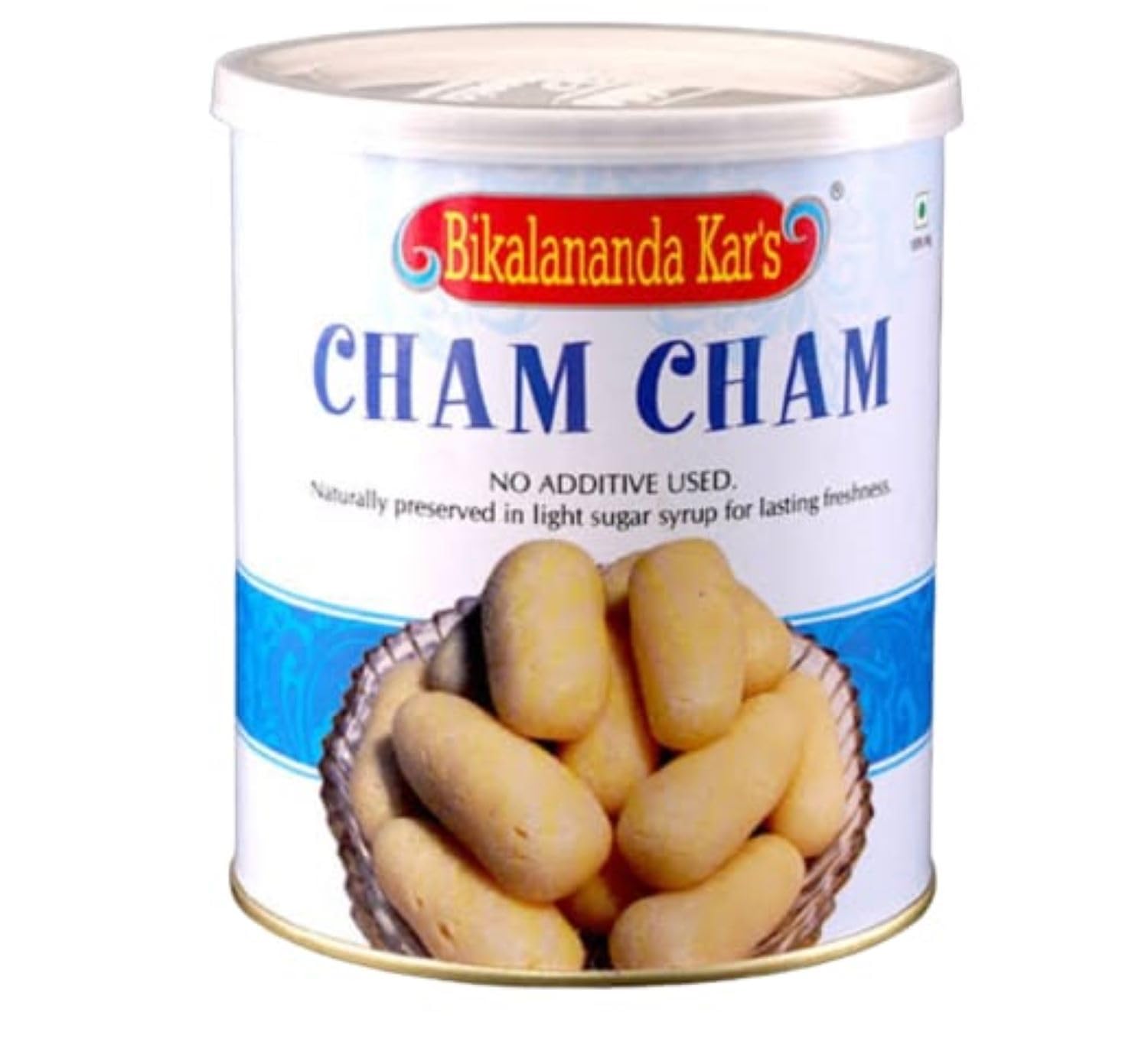 Bikalananda Kar's Special Cham Cham|Soft Spongy Delicious Sweet|Indian Traditional Sweet Gift Pack (500g)/TIN PACKED/Shelf Life 6 MONTHS