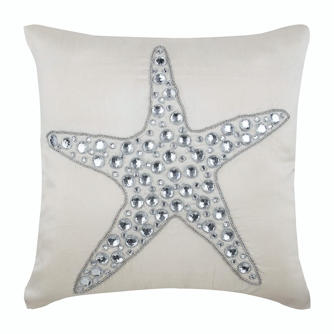 The HomeCentric Decorative Cushion Covers 40x40 cm (16x16 inch) Ivory, Silk Throw Cushion Covers, Cushion Covers, Modern Cushion Covers - Starfish Crystals โ image 1