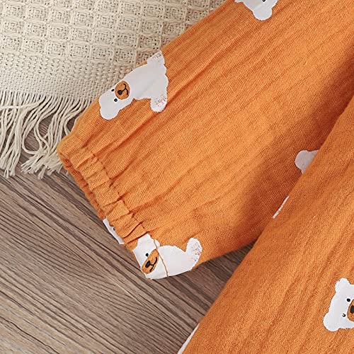 Kupretty Newborn Infant Baby Boy Girl Cotton Linen Button Cartoon Bear Romper Bodysuit One Piece Jumpsuit Playsuits Outfits (Linen Romper Bear Yellow, 12-18 Months) #TOP2