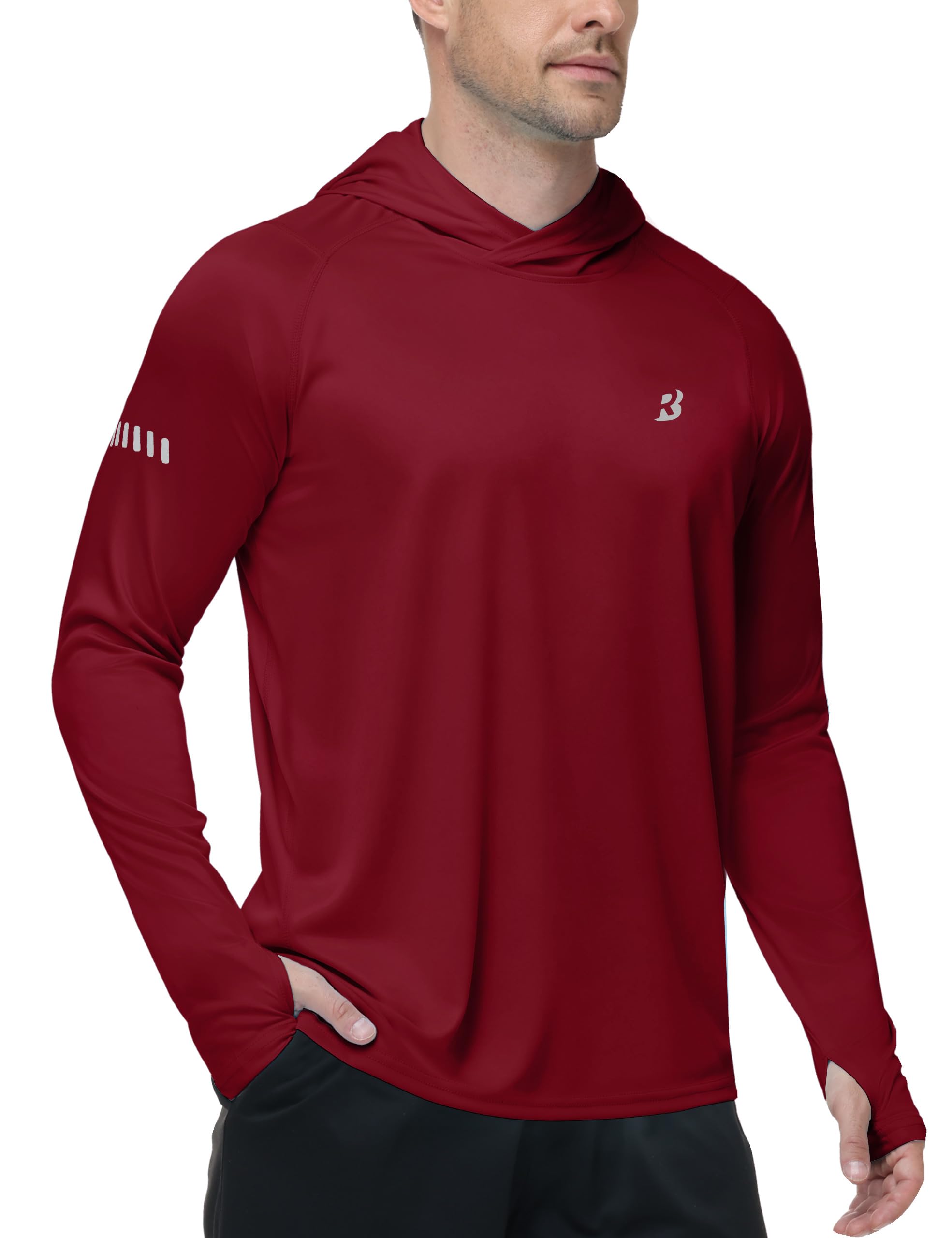 Roadbox Men's UPF 50+ Sun Hoodie, UV Long Sleeve Fishing Shirts Rash Guard