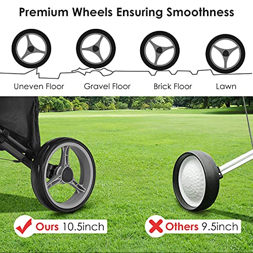 Gymax Golf Push Cart, 3 Wheels Aluminum Folding Height Adjustable Golf Push Trolley With Umbrella Holder & Waterproof Bag, Portable Lightweight Quick Open Fold Golf Cart (Gray) #TOP5