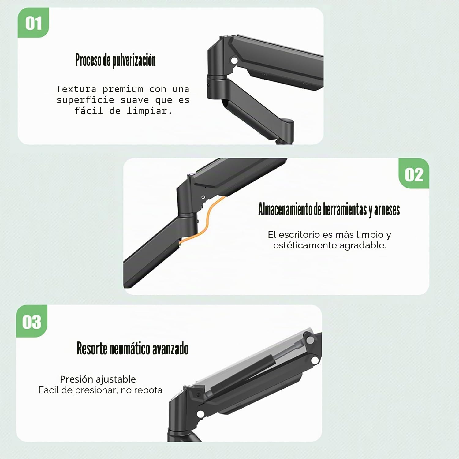 Brazo Monitor Doble，Adecuado para Monitores Led/LCD De 13 a 32 Pulgadas, Cada Brazo Soporta Un Máximo De 10 Kg, Puede Girar 360° y Voltearse 180°, Altura Ajustable, Vesa 75/100 Mm, Color Negro