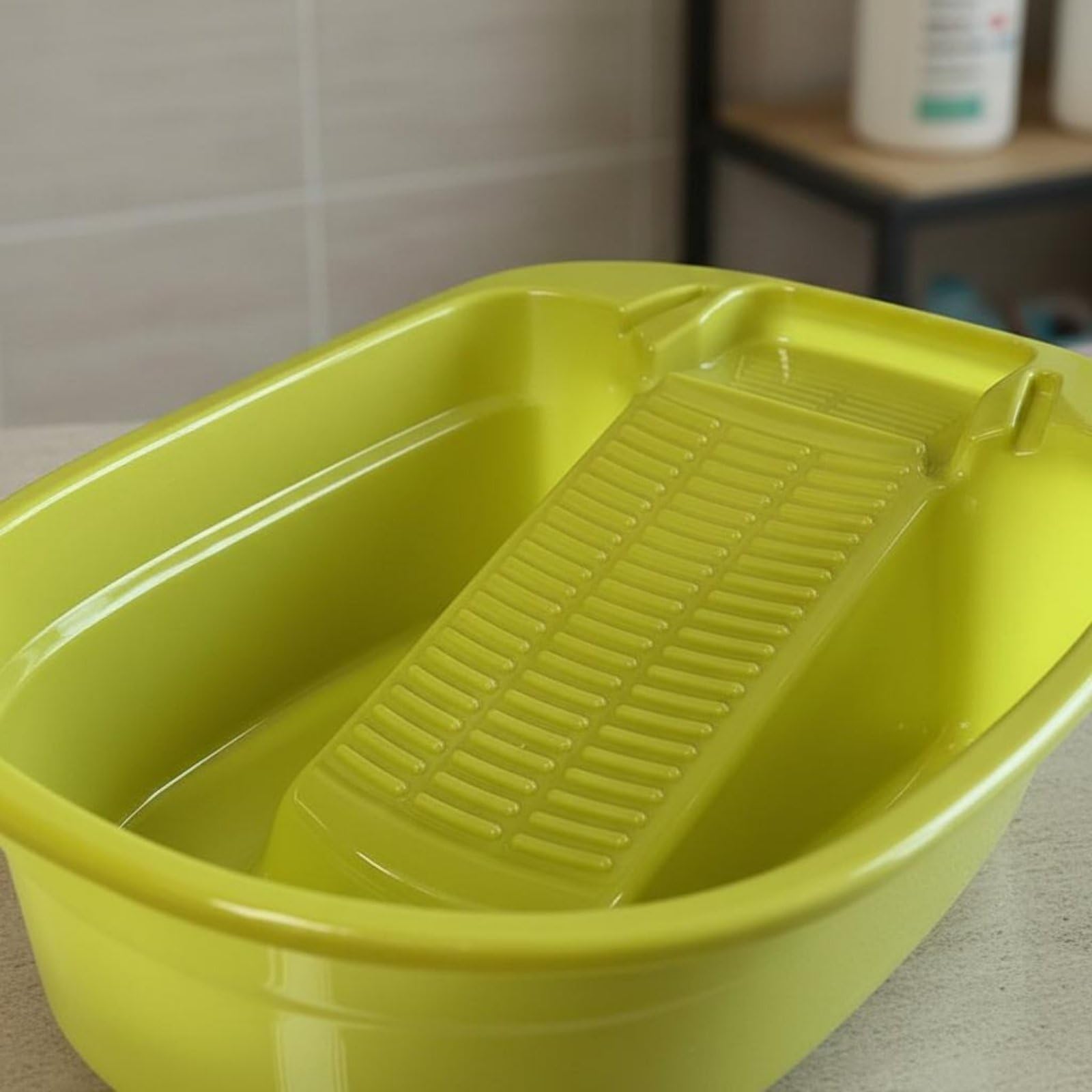 predolo Barreño de Plástico para Lavar Ropa Fácil Instalación Cubeta de Lavado Manual Base Antideslizante Para, Verde Fruta