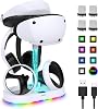 Charging Station for PSVR2 Controller, Fastsnail LED Stands for PlayStation VR2, Accessories for PS5 VR Headset & Sense Controller with 15 RGB Light, for PS VR2 Game Accessories Storage Base
