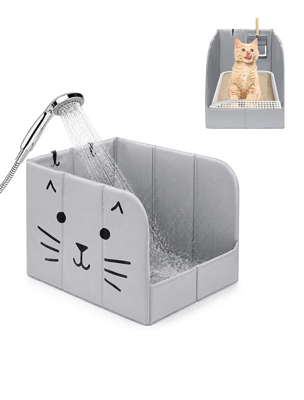 Móvel para Caixa de Areia de Gatos em PVC Impermeável com Barreira Frontal, Tapete Removível e 2 Ganchos Coorganisers - 61,01 x 41 x 41 cm