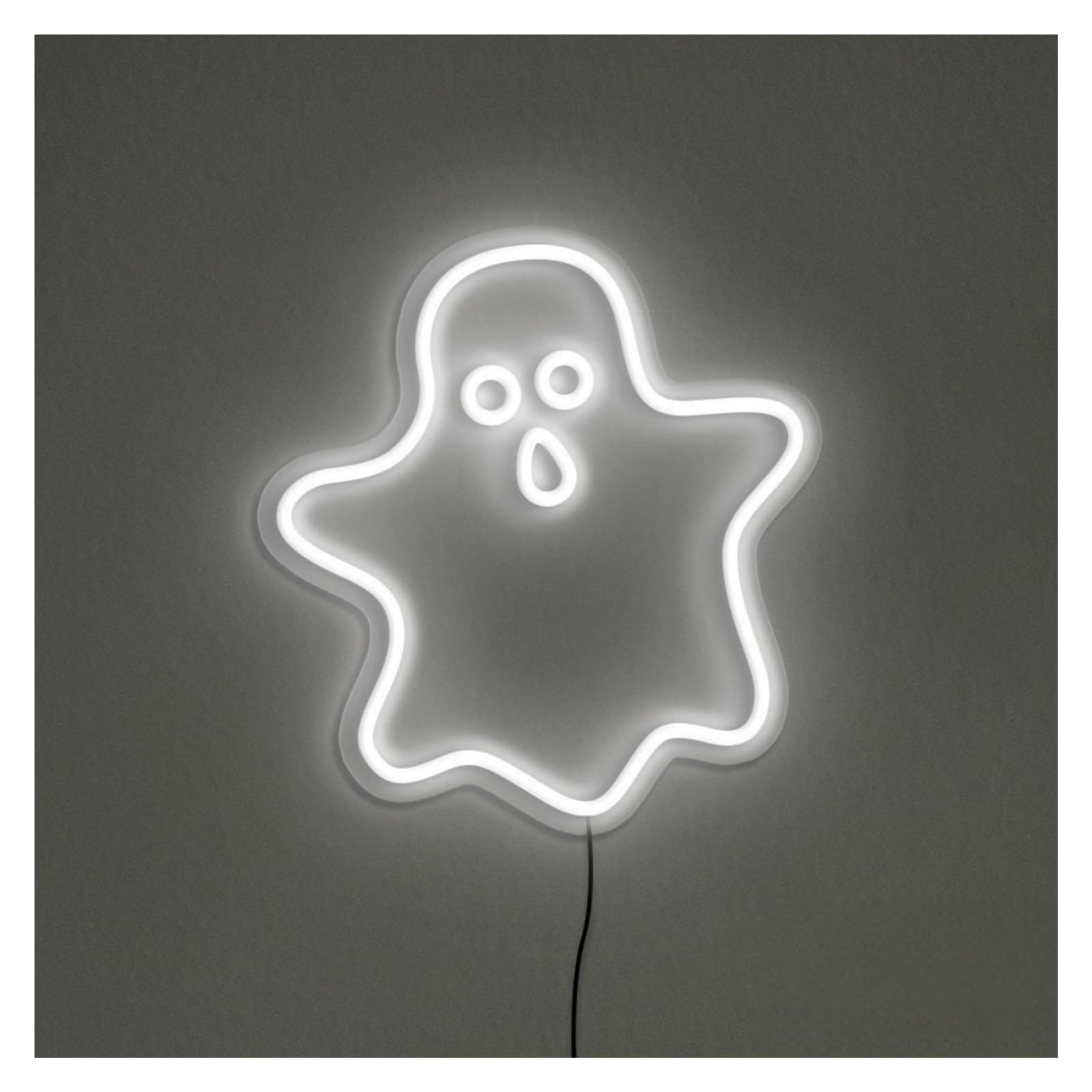 Hanging Art Neon Signs Ghost Neon Sign, Suitable For Game Room Decor With Brightness Adjustable 29cmx30cm(Cool white)