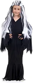 Fantasia Morticia Infantil 923480-m Sulamericana Fantasias Preto/branco 6/8 Anos