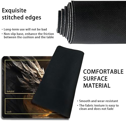 Vista 187 de Tapete de juego MTG cosido de alta calidad con zonas y parte trasera de goma antideslizante, tapete de juego TCG para MTG y otros juegos de cartas