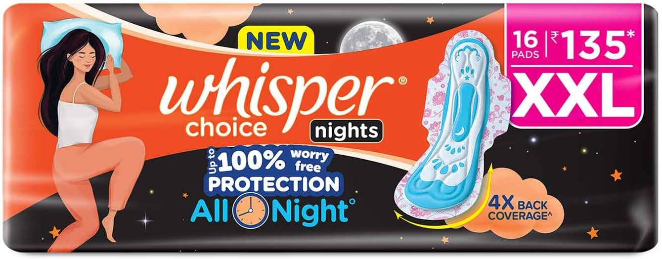 Whisper Ultra Overnight Sanitary Pad For Women With Wings - Xxl Plus, 16 Pads