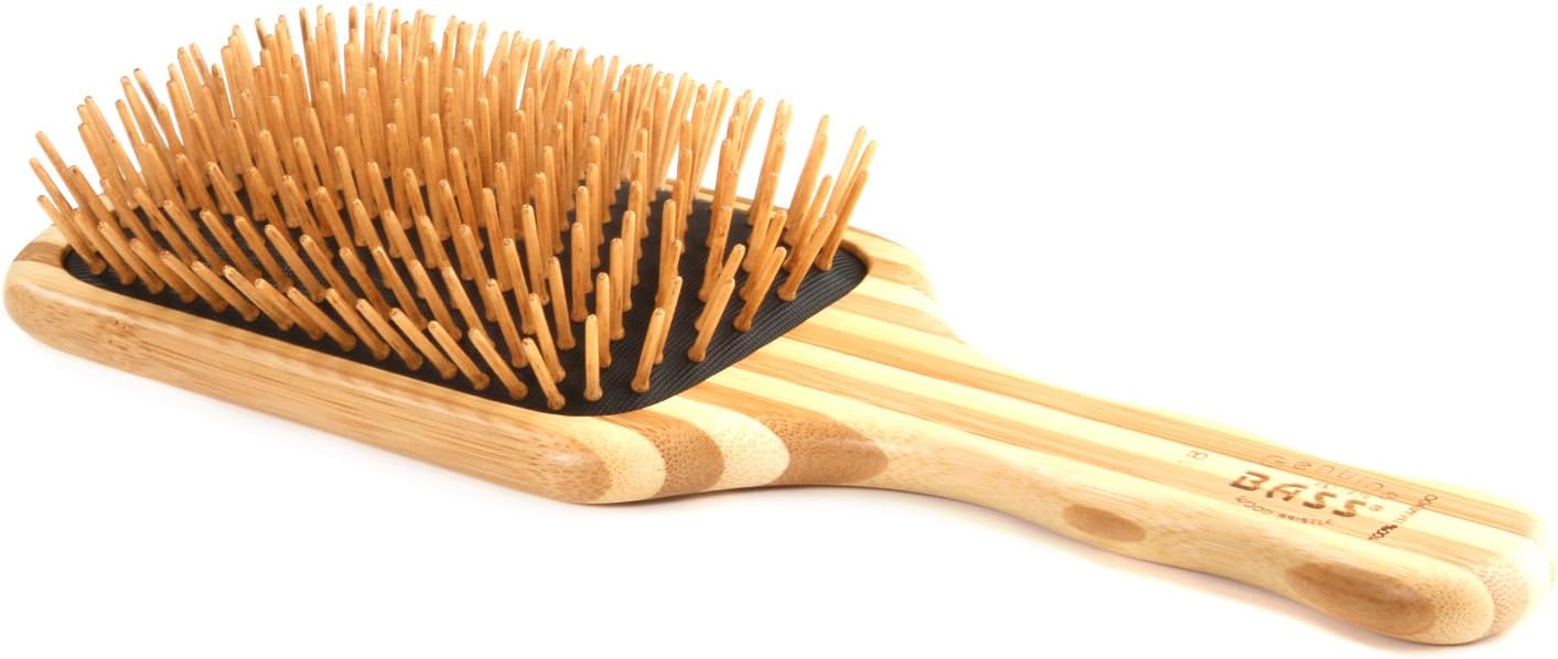 Bass Brushes | The Green Brush | Bamboo Pin + Bamboo Handle Hair Brush | Large Paddle