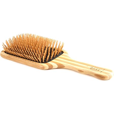 Bass Brushes | The Green Brush | Bamboo Pin + Bamboo Handle Hair Brush | Large Paddle