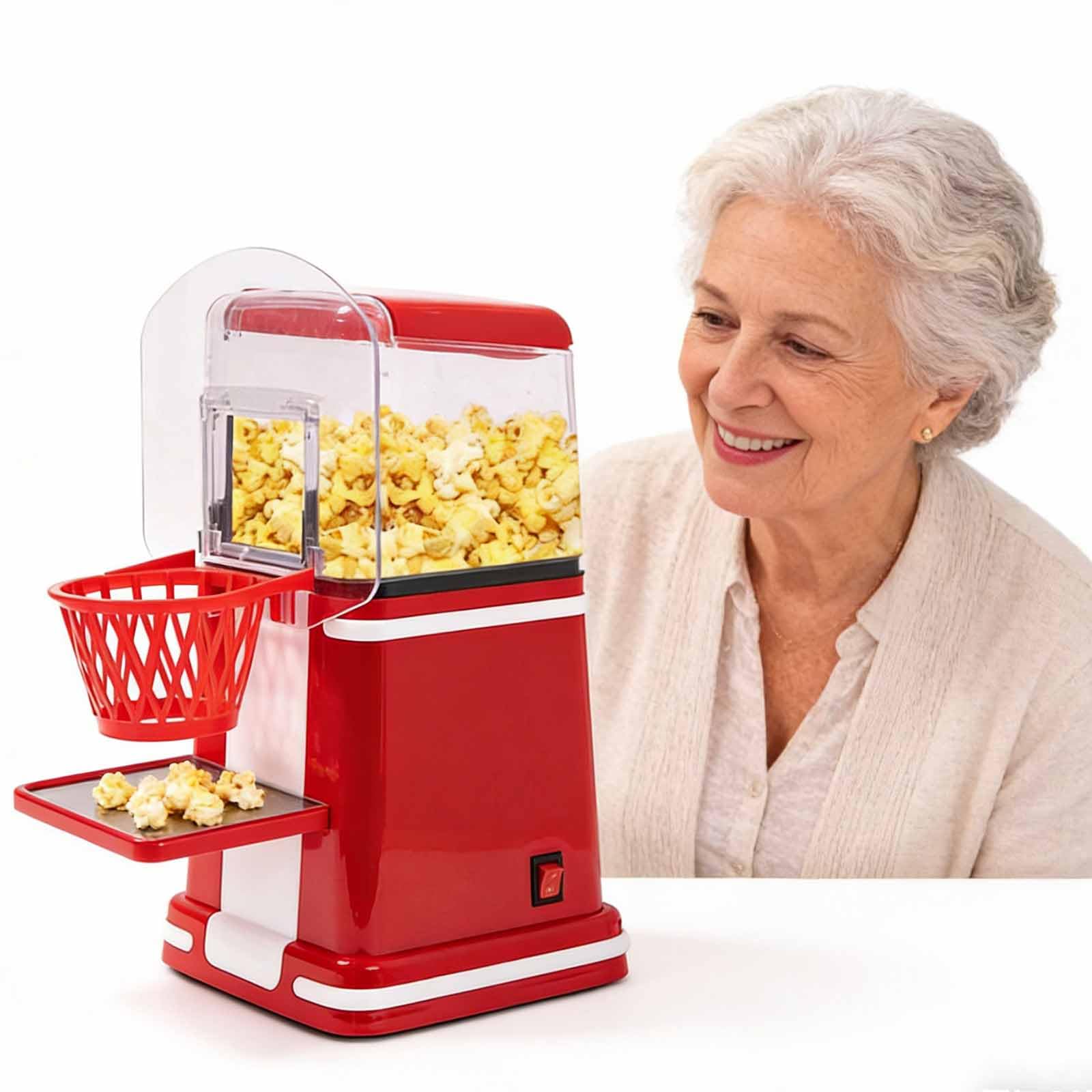 Maszyna Do Popcornu O Mocy 1200 W, Elektryczna Maszynka Do Popcornu Z Wkładem O Dużej Pojemności, Równomierne Nagrzewanie I Powłoka Nieprzywierająca, Zdrowa I Beztłuszczowa, Łatwa W Czyszczeniu