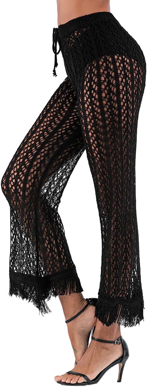 Kistore Womens Crochet Net Hollow Out Beach Pants Sexy Swimsuit Cover Up Pants