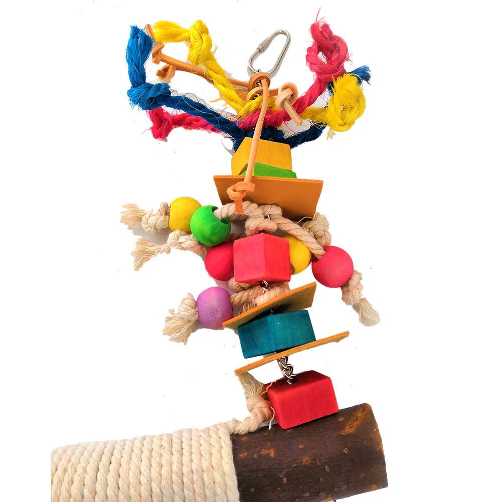 Liudan Pet Bird Parrot Kau Spielzeug Bird Barch Leder Bunte Holz Baustein Baumwolle Seil Große Conure Swing for Haustier Vögel