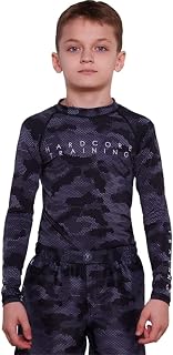 Hardcore Training Kids Rash Guard Hexagon Camo Compression Base Layer Tights No Gi BJJ Fitness Workout Running Boxing