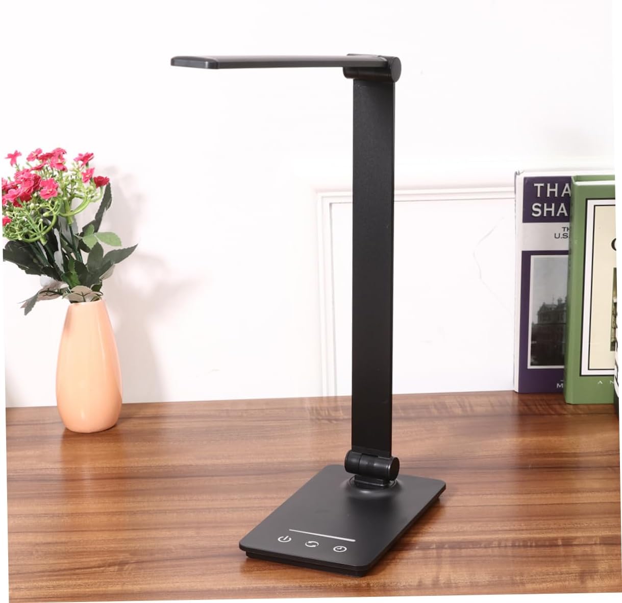 DOITOOL 1pc Rechargeable Touch Control Led Eye Desk Lamp Five Brightness Modes Reading Light for Home Office USB Charging Design Black