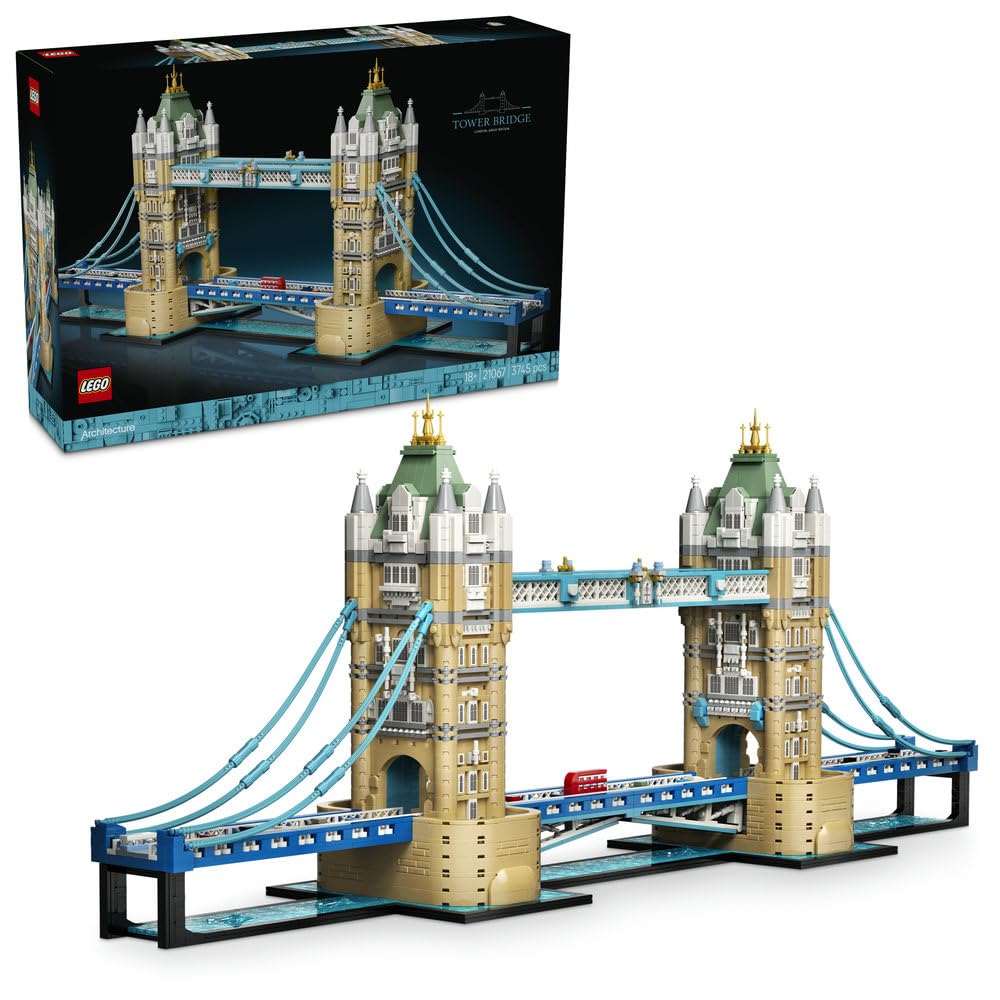 LEGO Architecture Tower Bridge 21067 | Model architektoniczny, duży zestaw klocków konstrukcyjnych, prezent dla podróżnika, pamiątka z Londynu, 3745 elementów