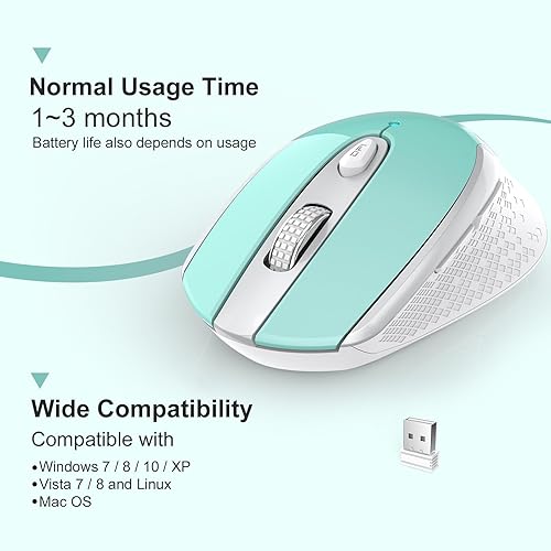 Miniatura 3 de RaceGT Mouse inalámbrico - 2.4G silencioso inalámbrico para laptop, escritorio, MacBook, PC - 6 botones, 3 DPI ajustables