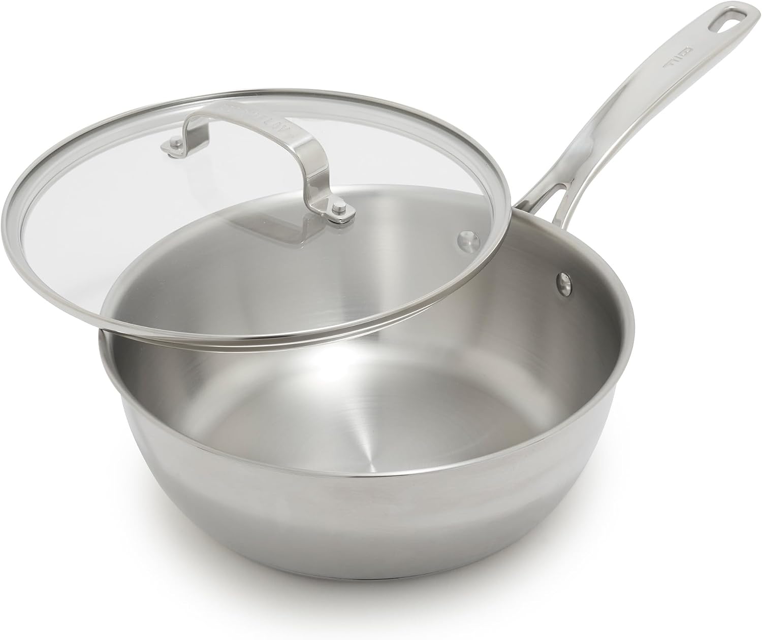GreenPan x Bobby Flay 3.57QT Chef Pan, Stainless Steel with Glass Lid