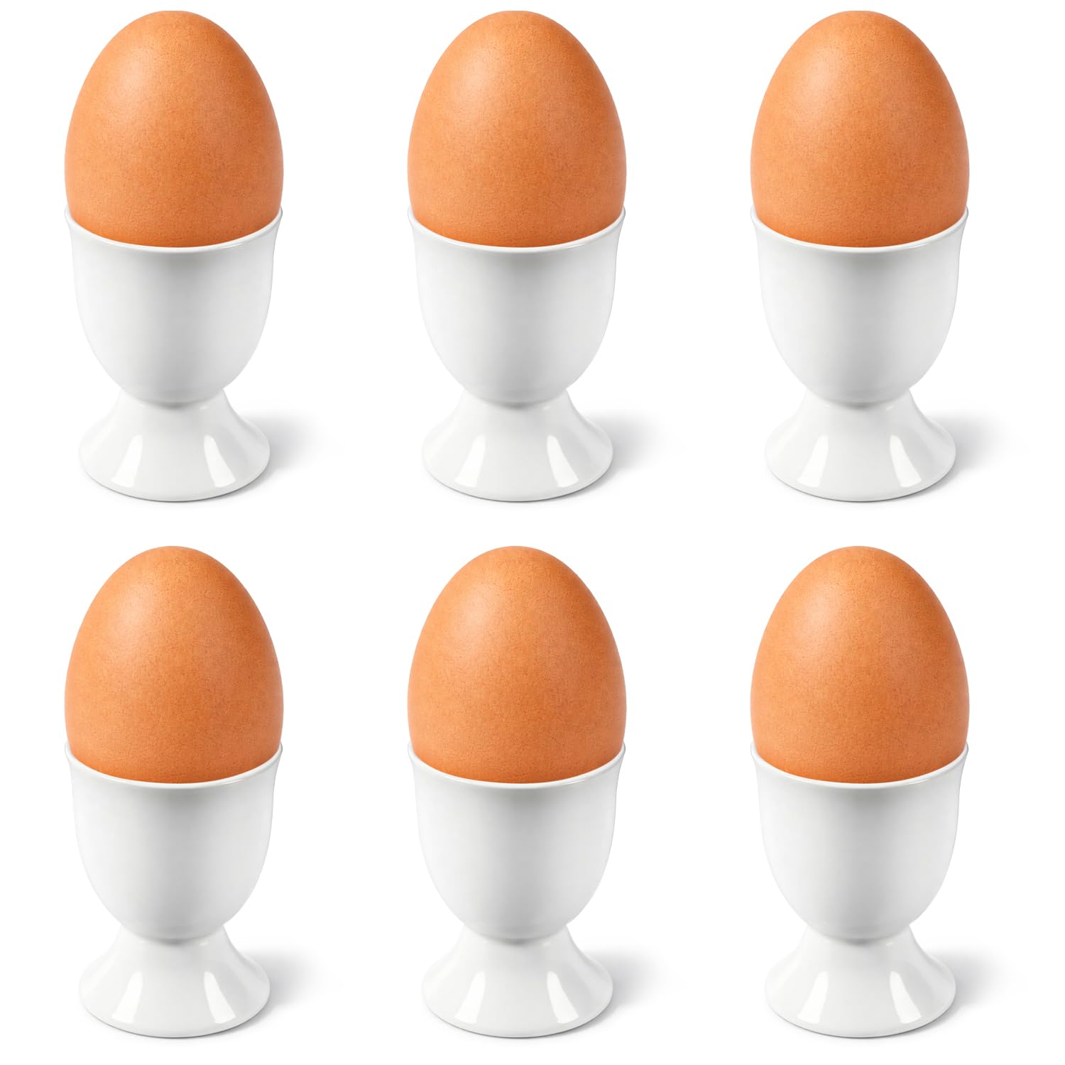 com-four® 6X Eierbecher aus Keramik - weiße Eierhalter für Tisch und Küche - spülmaschinengeeignet und mikrowellengeeignet - Klassische Eierbecher für Frühstück (6 Stück - Classic)